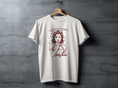 Clean Kitchen Dirty Mind Retro Graphic T-Shirt