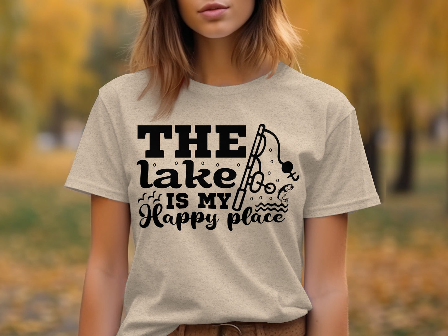 The Lake Is My Happy Place Fishing Illustration T-Shirt T-Shirt - Outdoor & Adventure Collection - Mile Marker 16 Gear by Cloud 16 Clothing Co.