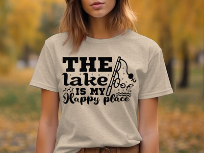 The Lake Is My Happy Place Fishing Illustration T-Shirt T-Shirt - Outdoor & Adventure Collection - Mile Marker 16 Gear by Cloud 16 Clothing Co.