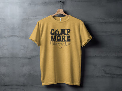 Camp More Worry Less Graphic Camping Adventure T-Shirt T-Shirt - Outdoor & Adventure Collection - Mile Marker 16 Gear by Cloud 16 Clothing Co.