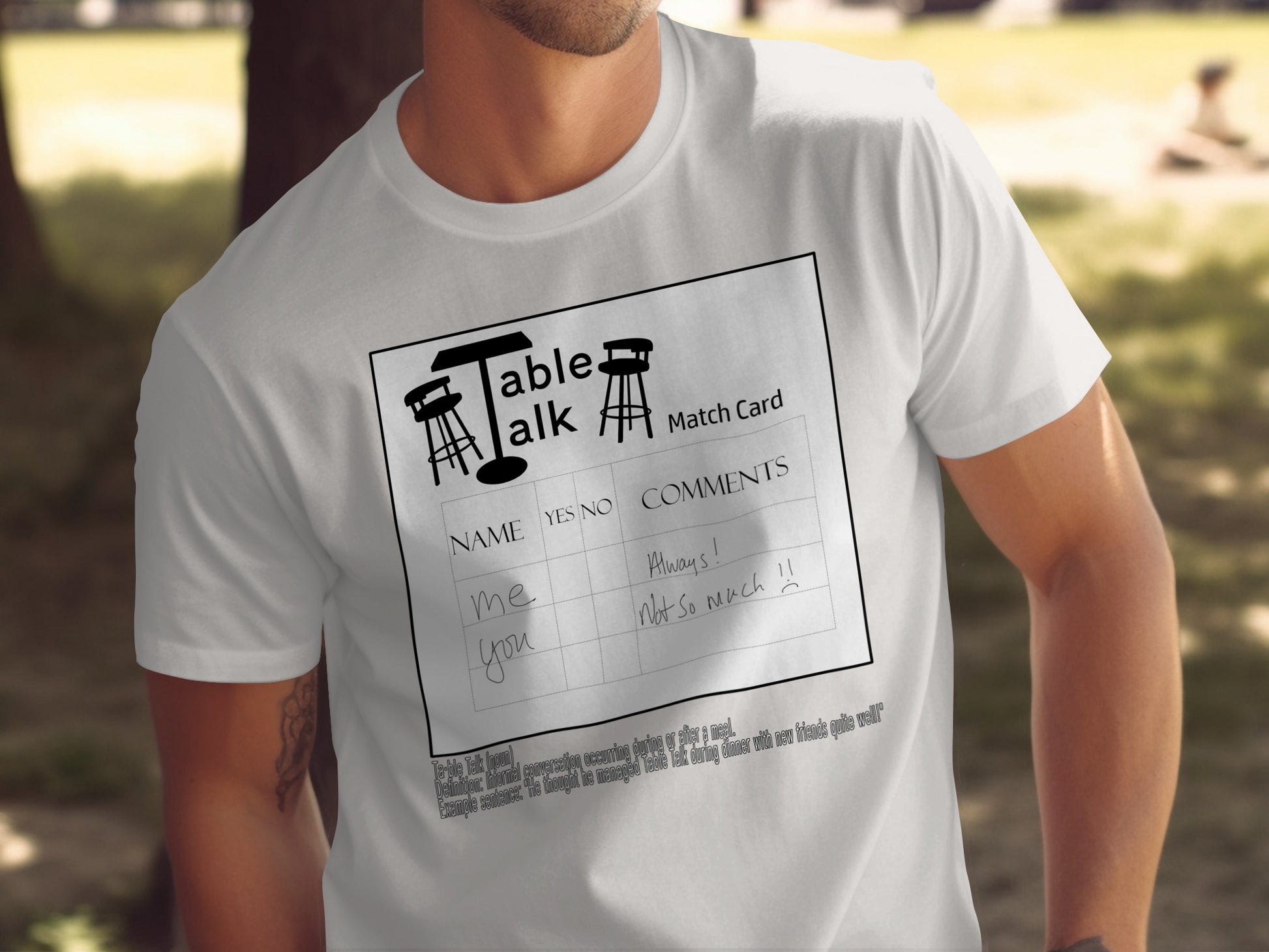 Table Talk Match Card Graphic Design T-shirt