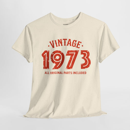 Vintage 1973 T-Shirt - Premium Unisex Heavy Cotton Retro Tee