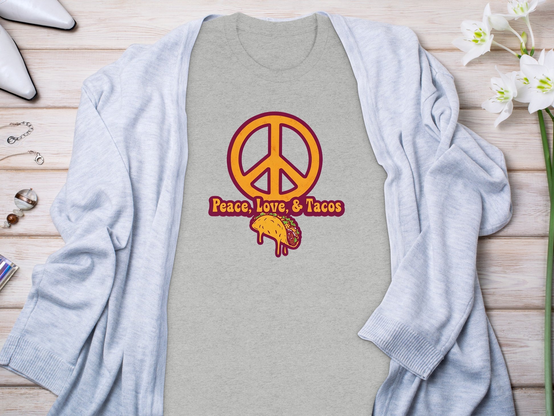 Peace Love and Tacos Graphic Tee Shirt Product