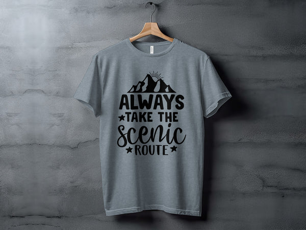 Always Take The Scenic Route With Mountains T-Shirt T-Shirt - Outdoor & Adventure Collection - Mile Marker 16 Gear by Cloud 16 Clothing Co.