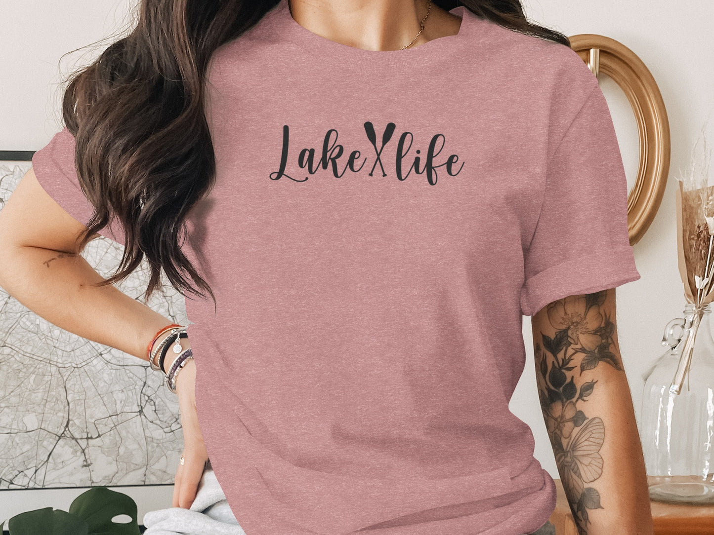 Lake With Crossed Paddles Graphic Design Lake Life T-Shirt T-Shirt - Outdoor & Adventure Collection - Mile Marker 16 Gear by Cloud 16 Clothing Co.