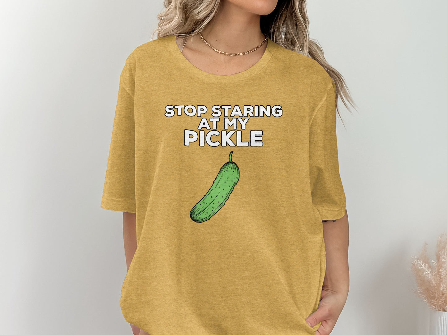Stop Staring At My Pickle Funny Graphic T-Shirt
