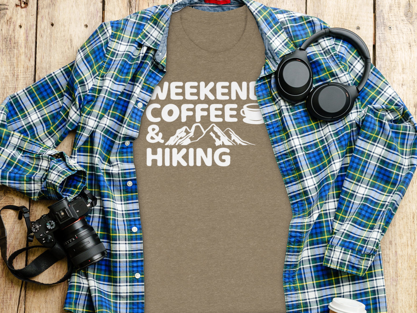 Weekends Coffee And Hiking Graphic Design Funny T-Shirt T-Shirt - Outdoor & Adventure Collection - Mile Marker 16 Gear by Cloud 16 Clothing Co.