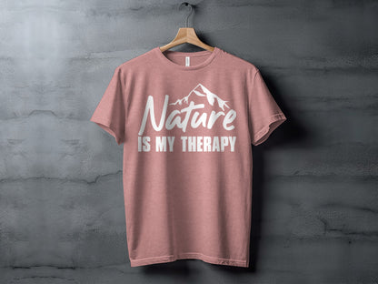 Nature is my Therapy White Text with Mountain T-Shirt T-Shirt - Outdoor & Adventure Collection - Mile Marker 16 Gear by Cloud 16 Clothing Co.