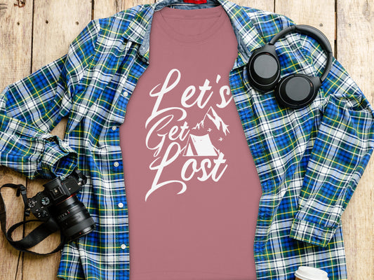 Lets Get Lost Camp Tent Design on Adventure Long Sleeve T-Shirt Long Sleeve Tee - Outdoor & Adventure Collection - Mile Marker 16 Gear by Cloud 16 Clothing Co.