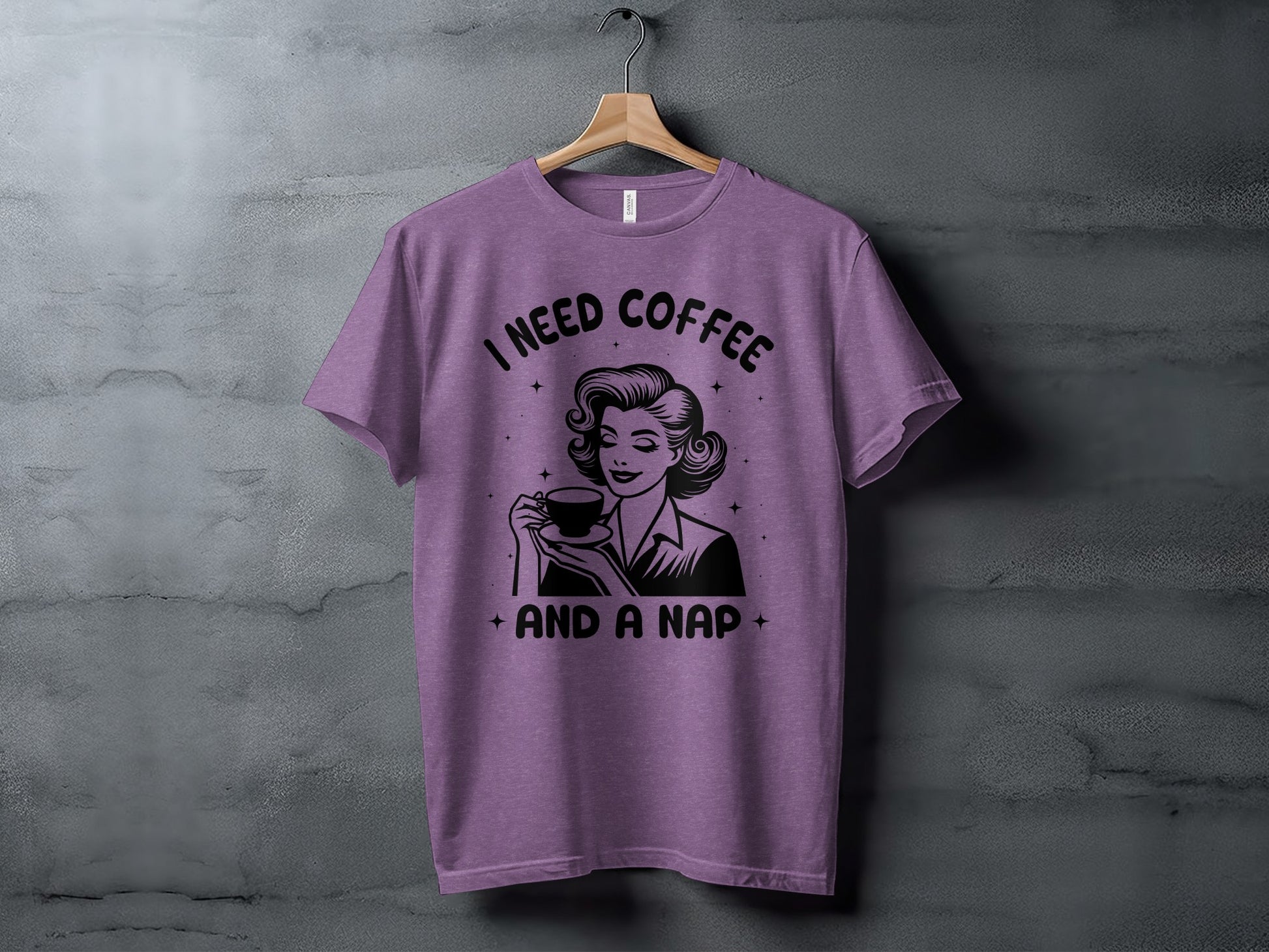 I Need Coffee and A Nap Purple Graphic T-Shirt