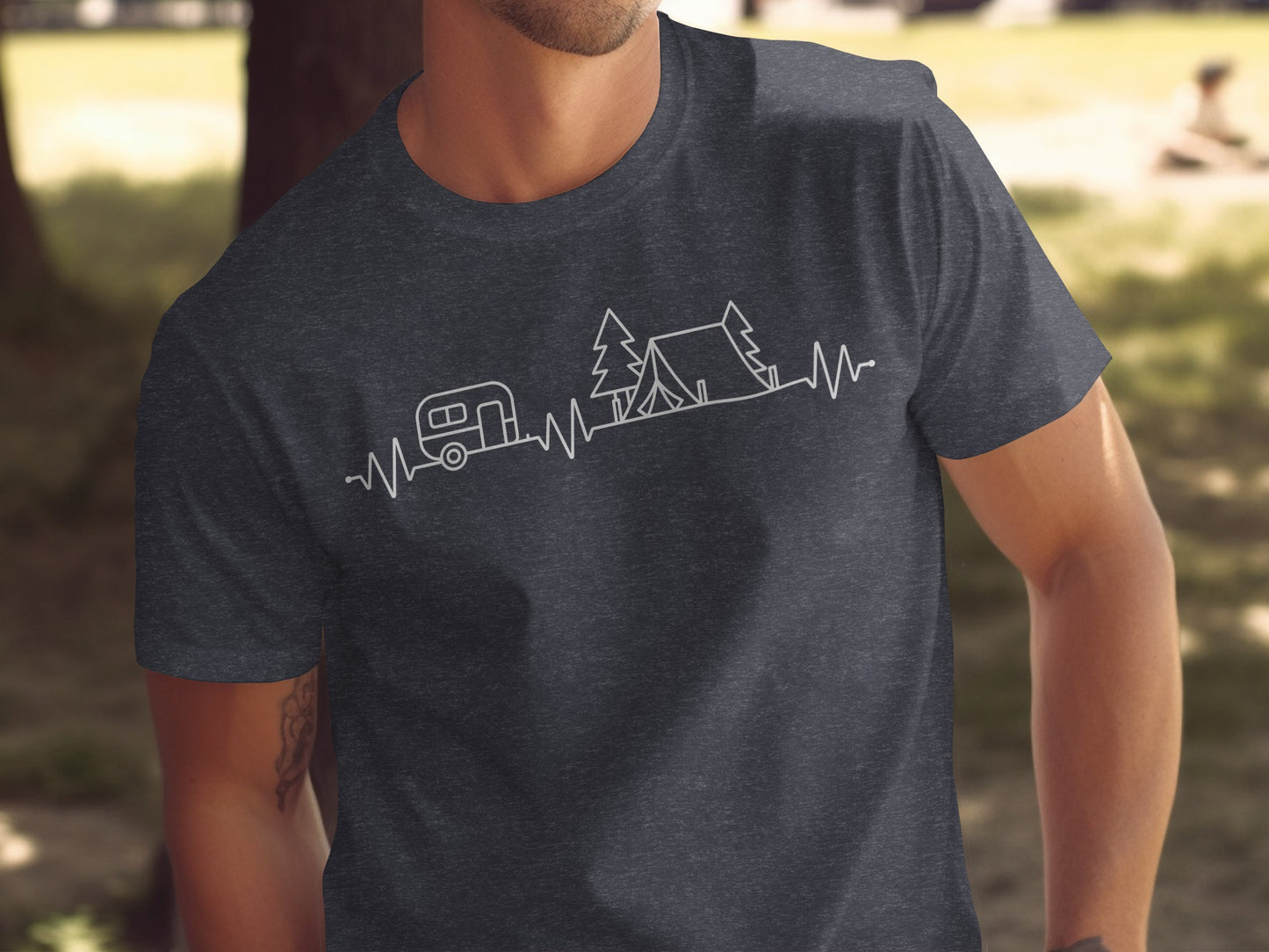 Camping Heartbeat Graphic Summer Outdoor Adventure T-Shirt T-Shirt - Outdoor & Adventure Collection - Mile Marker 16 Gear by Cloud 16 Clothing Co.