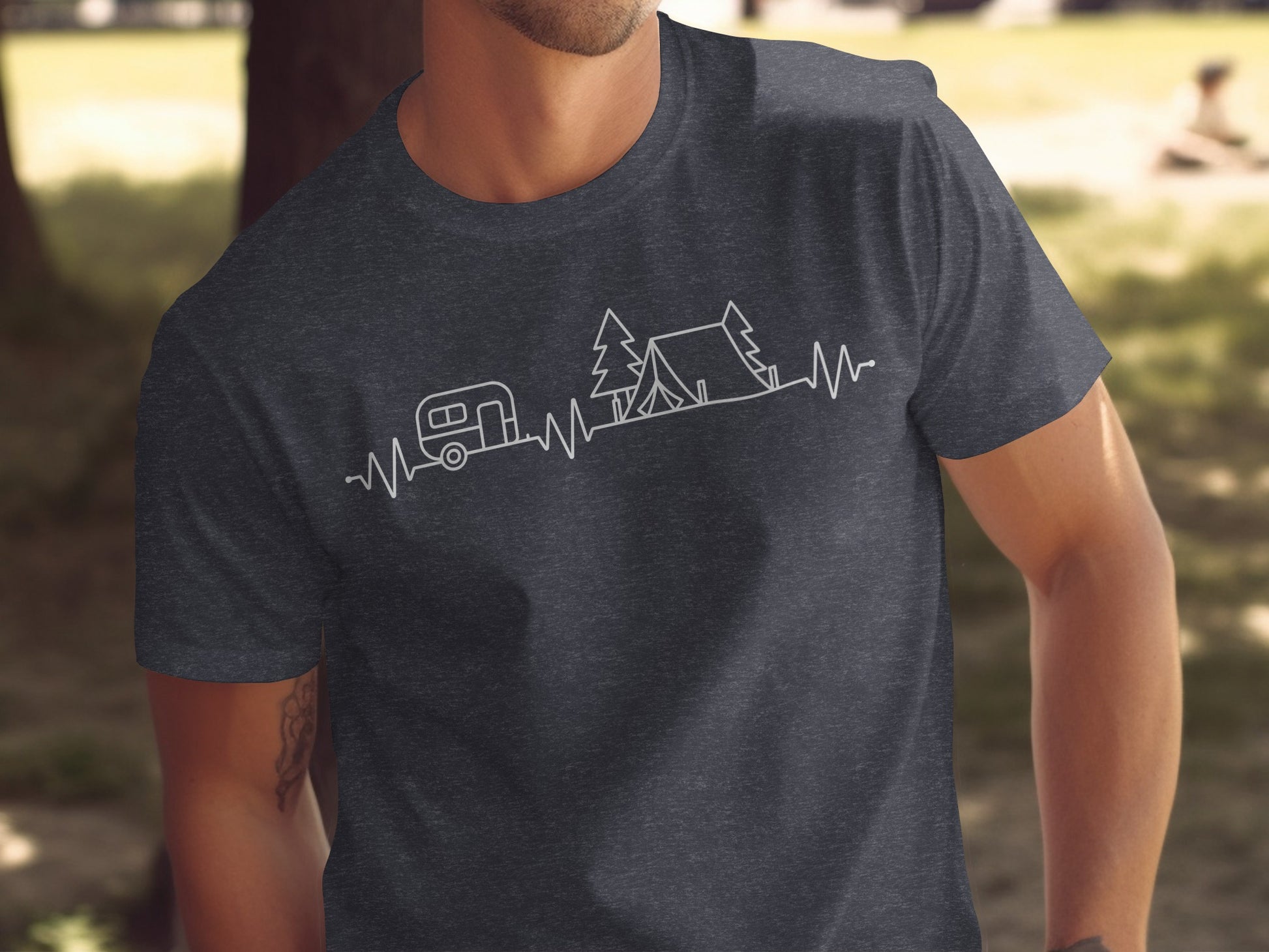 Camping Heartbeat Graphic Summer Outdoor Adventure T-Shirt T-Shirt - Outdoor & Adventure Collection - Mile Marker 16 Gear by Cloud 16 Clothing Co.