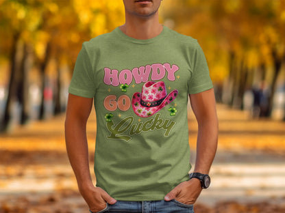 Howdy Go Lucky Shirt with Floral Hat Graphic Design
