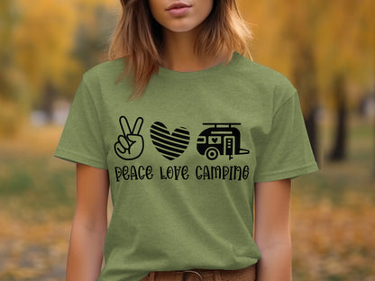 Peace Love Camping Symbol Design Graphic Novelty T-Shirt T-Shirt - Outdoor & Adventure Collection - Mile Marker 16 Gear by Cloud 16 Clothing Co.