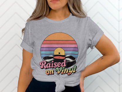 Raised on Vinyl Retro Sunset Graphic T-Shirt