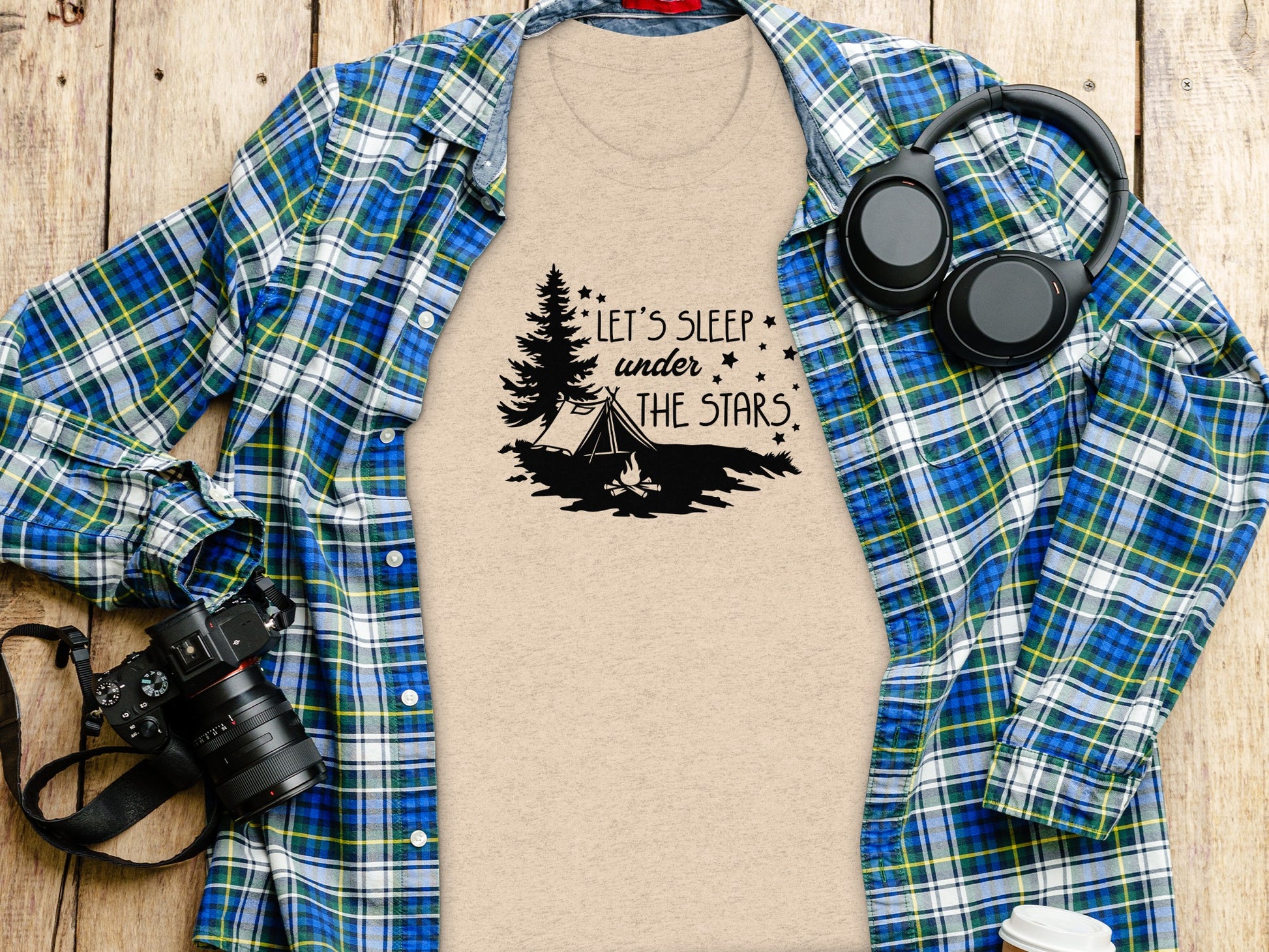 Let's Sleep Under The Stars Adventure Camping T-Shirt T-Shirt - Outdoor & Adventure Collection - Mile Marker 16 Gear by Cloud 16 Clothing Co.