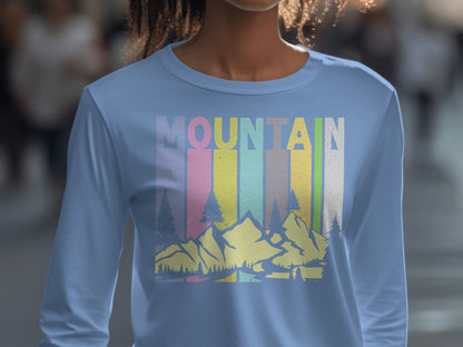 Retro Mountain Graphic Long Sleeve Tee Shirt