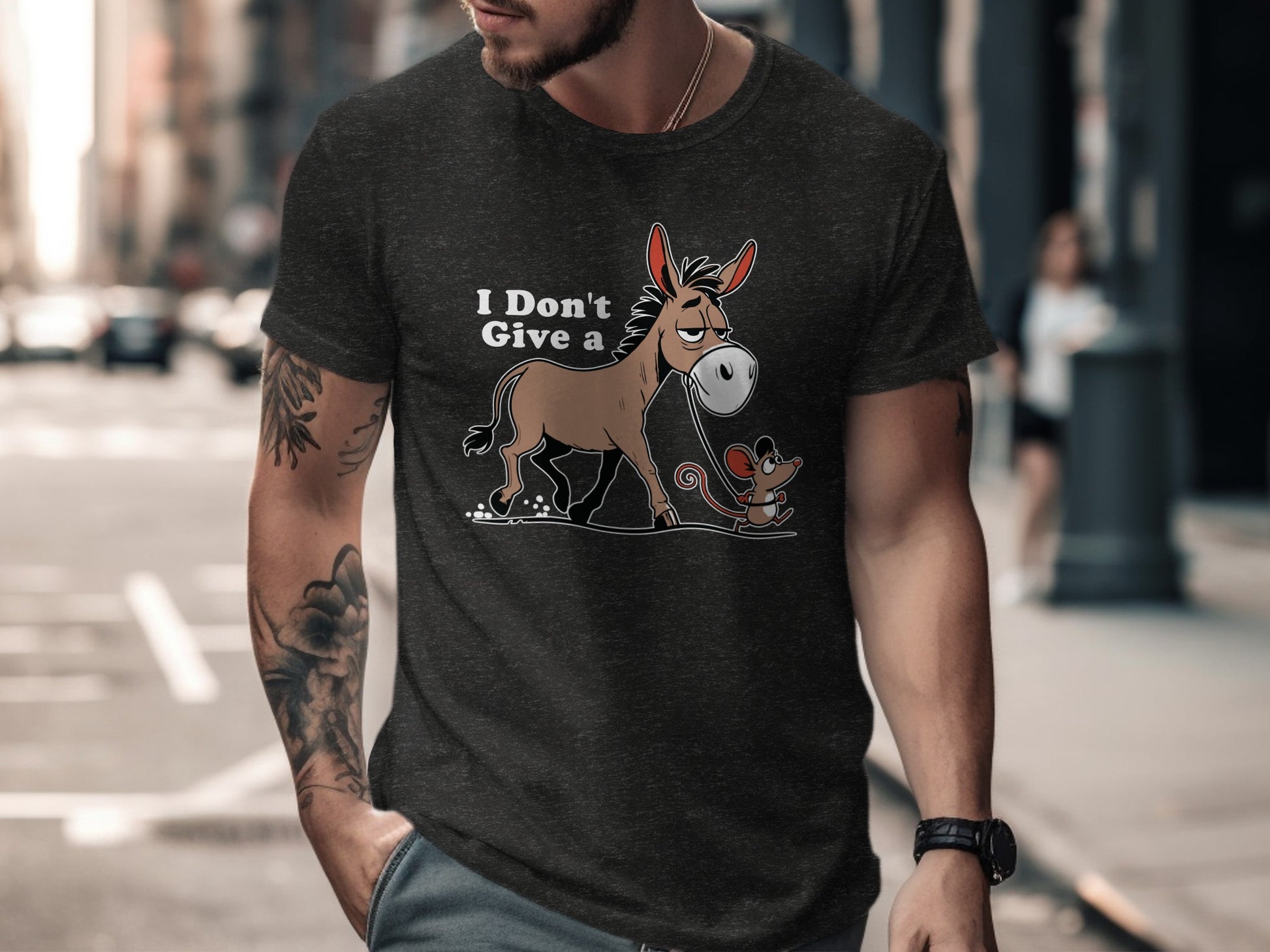 I Don't Give a Funny Donkey and Mouse Graphic Tee