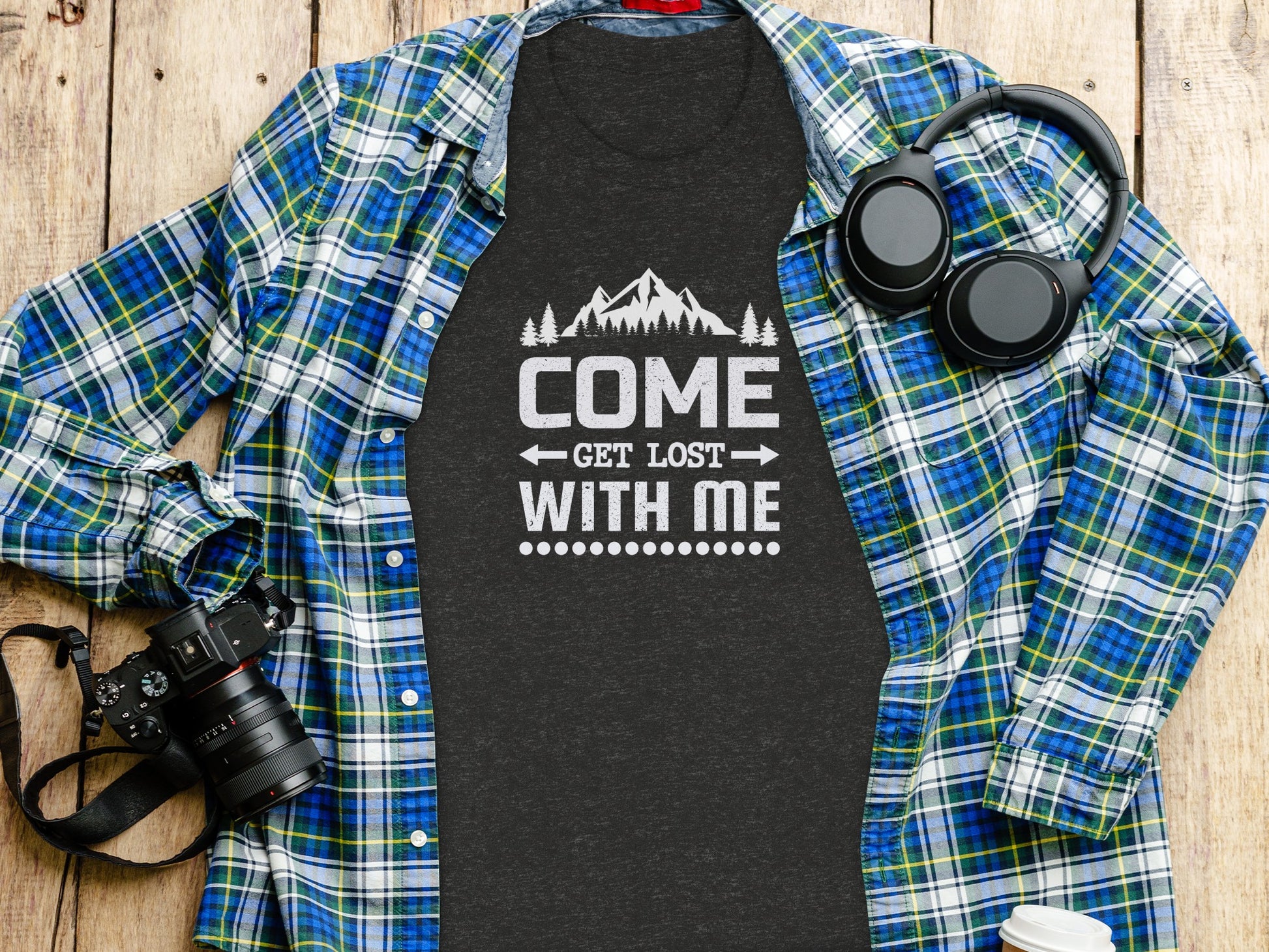 Come Get Lost With Me Mountains and Trees Graphic T-Shirt T-Shirt - Outdoor & Adventure Collection - Mile Marker 16 Gear by Cloud 16 Clothing Co.