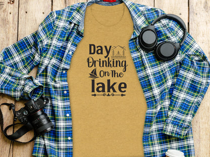 Day Drinking On The Lake Fun Vacation Graphic T-Shirt T-Shirt - Outdoor & Adventure Collection - Mile Marker 16 Gear by Cloud 16 Clothing Co.