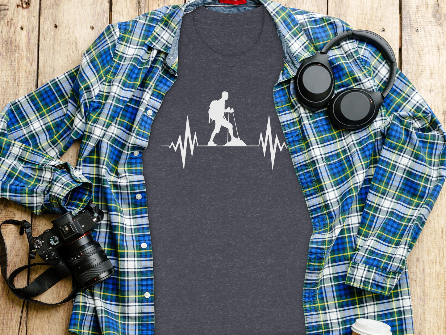 Hiking Heartbeat Outdoors Graphic Design Print T-Shirt T-Shirt - Outdoor & Adventure Collection - Mile Marker 16 Gear by Cloud 16 Clothing Co.