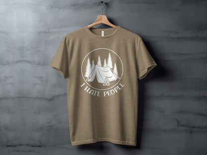 I Hate People Camping Tent Trees Graphic Illustration T-Shirt T-Shirt - Outdoor & Adventure Collection - Mile Marker 16 Gear by Cloud 16 Clothing Co.