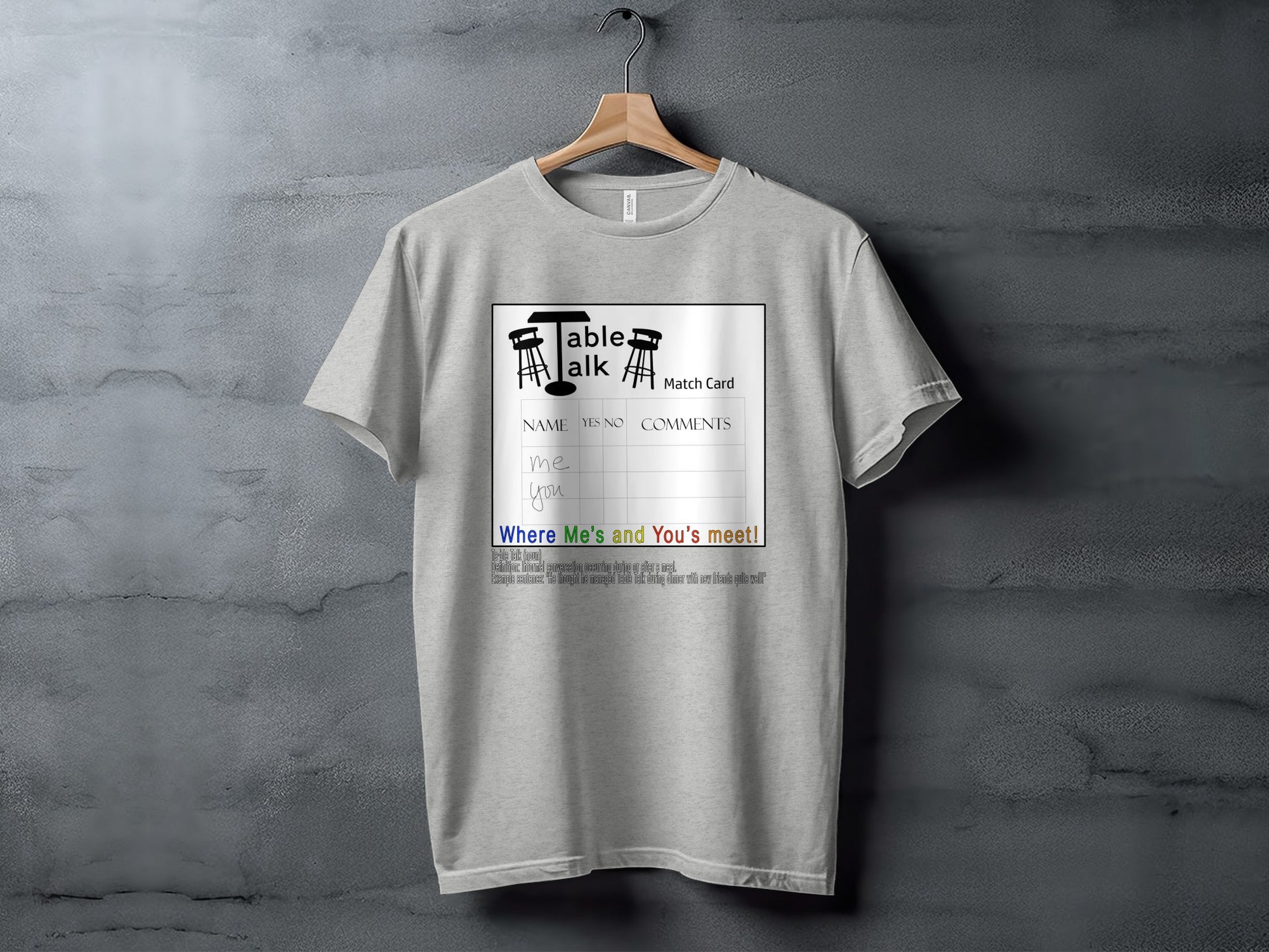 Table Talk Match Card Design Graphic T-Shirt