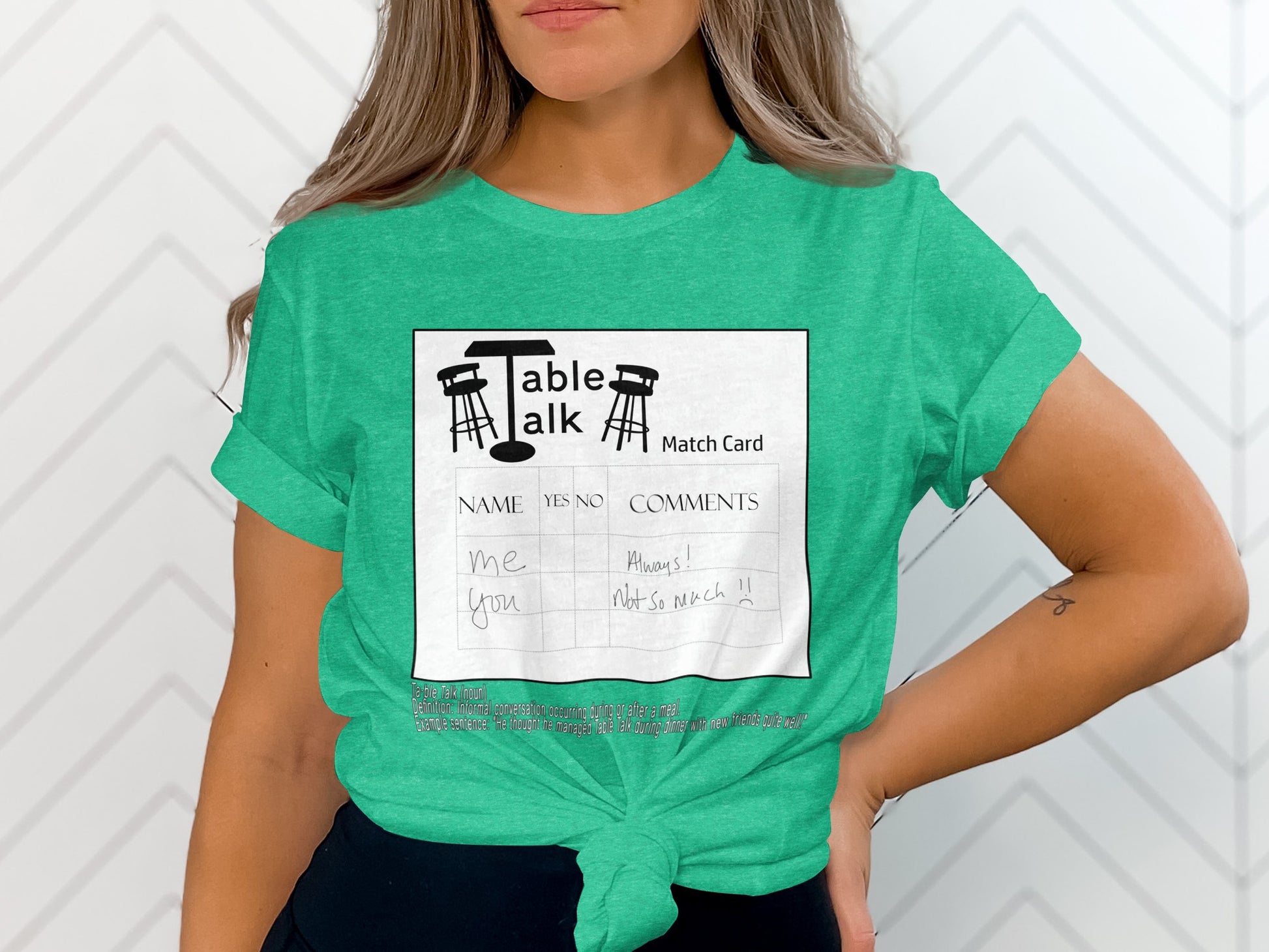 Table Talk Match Card Graphic Tee For Casual Wear