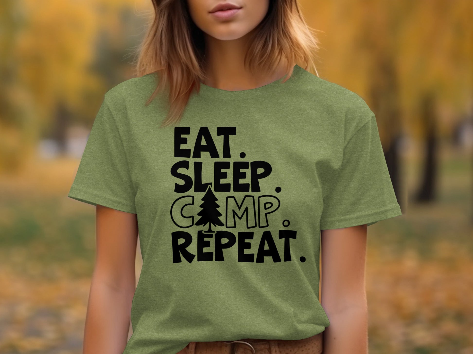 Eat Sleep Camp Repeat With Pine Tree Graphic T-Shirt T-Shirt - Outdoor & Adventure Collection - Mile Marker 16 Gear by Cloud 16 Clothing Co.