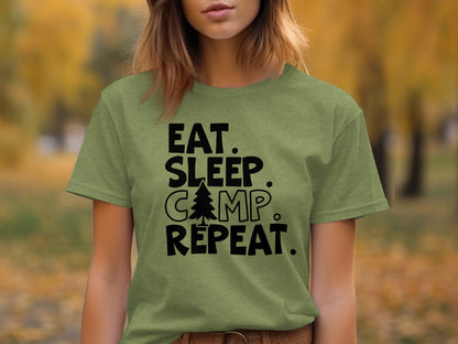 Eat Sleep Camp Repeat With Pine Tree Graphic T-Shirt T-Shirt - Outdoor & Adventure Collection - Mile Marker 16 Gear by Cloud 16 Clothing Co.