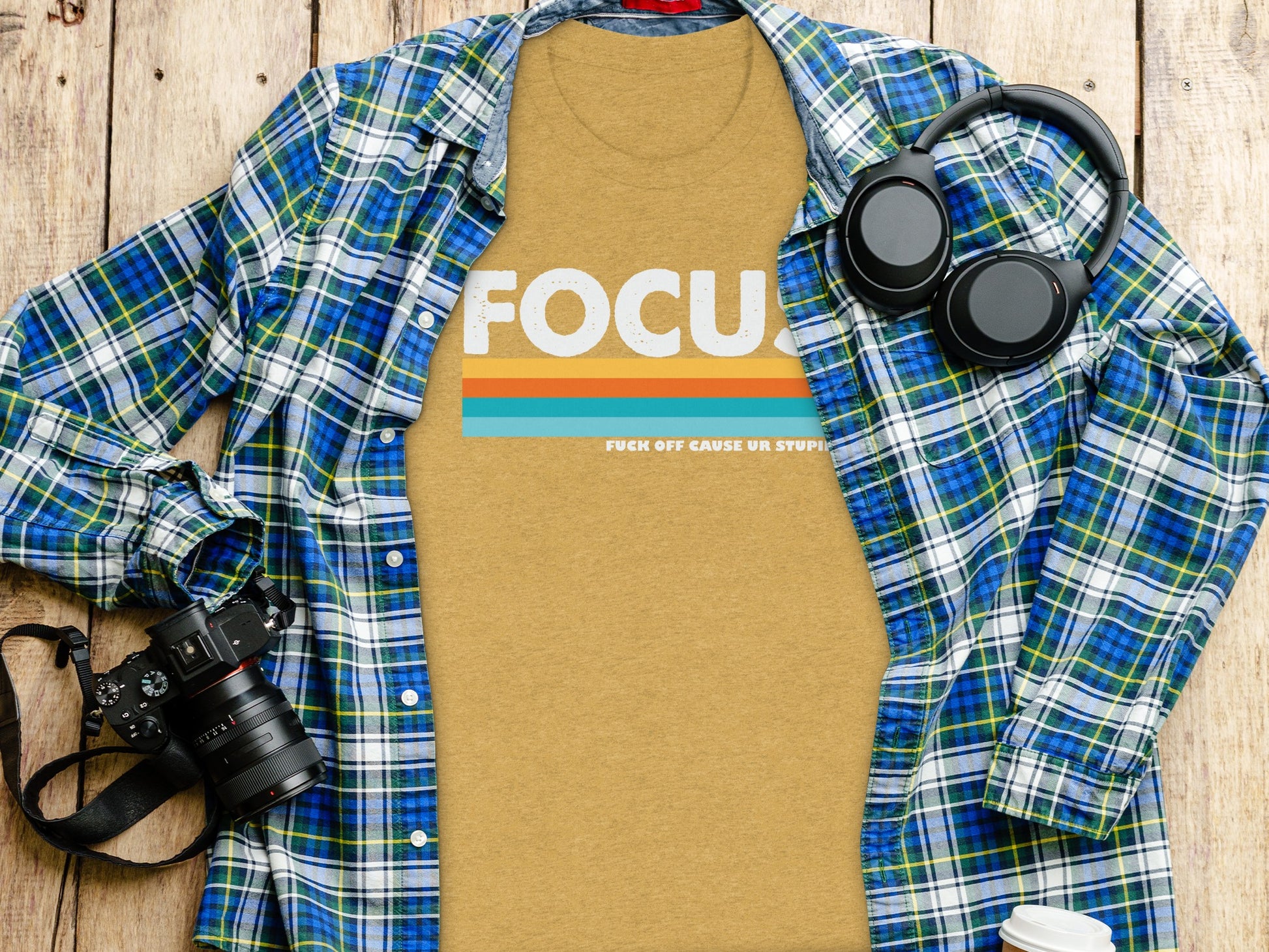 Focus Off Cause Ur Stup Shirt with Stripes Design Unisex