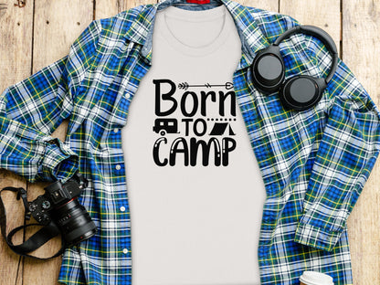 Born To Camp With Tent And Camper Fun Outdoors T-Shirt T-Shirt - Outdoor & Adventure Collection - Mile Marker 16 Gear by Cloud 16 Clothing Co.