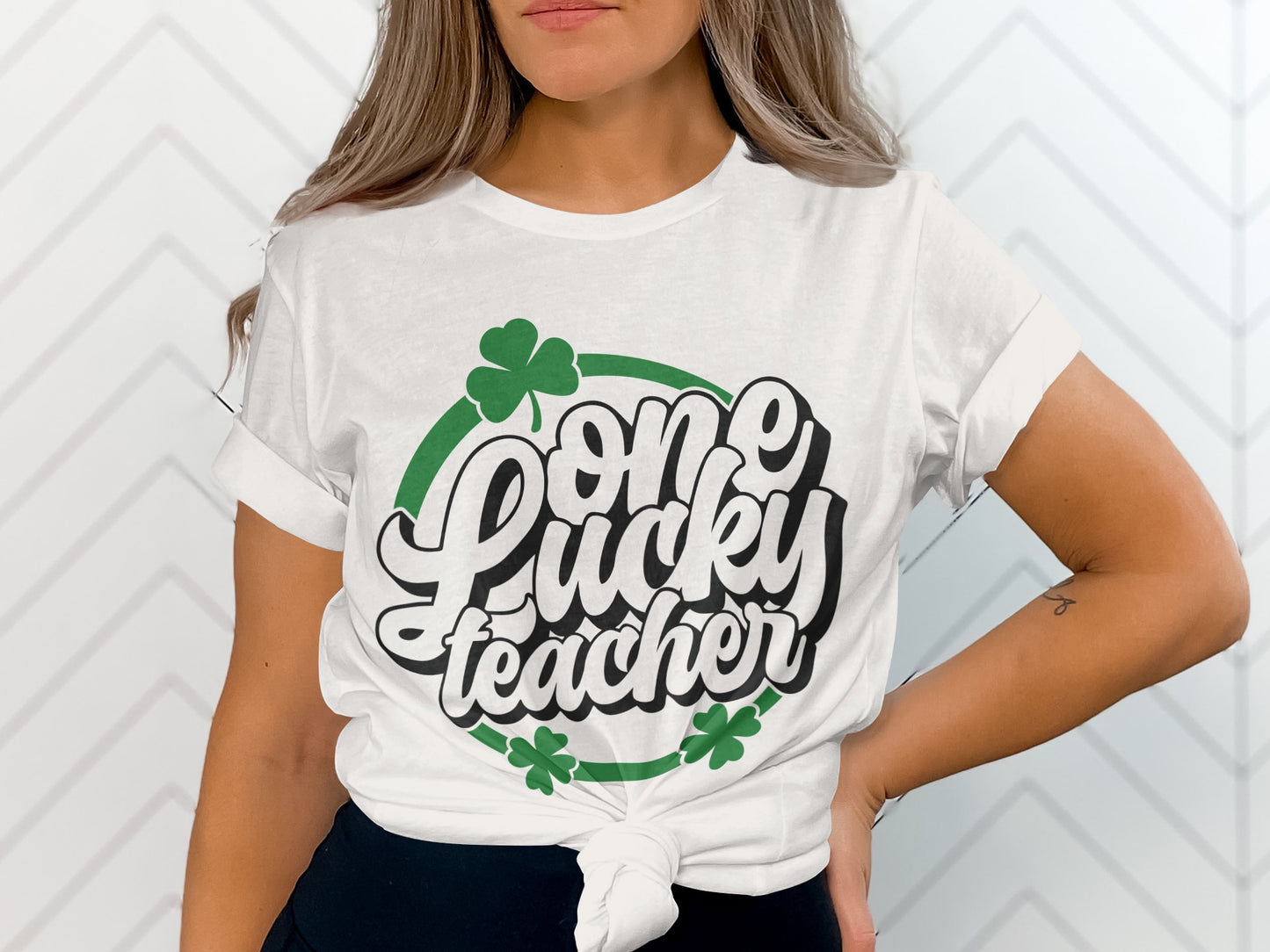 One Lucky Teacher Graphic Print T-Shirt for Educators