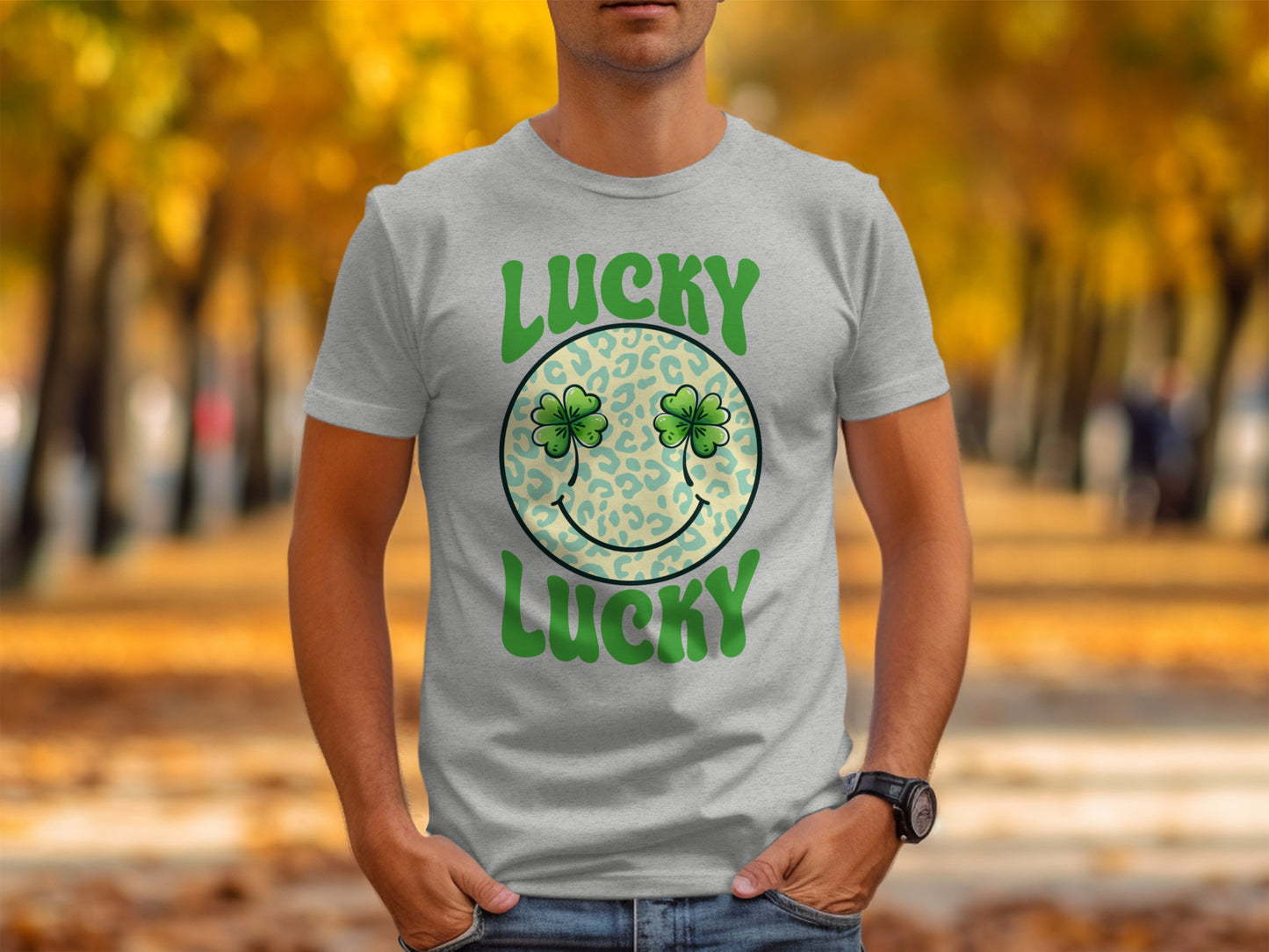 Lucky Lucky Smiley Face with Clover T-Shirt