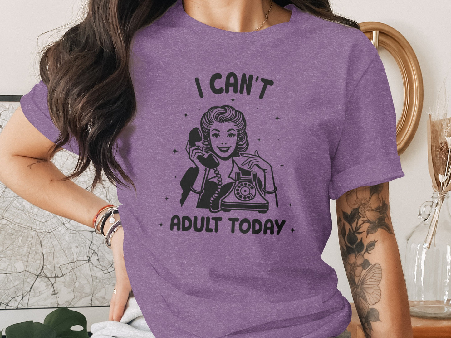I Can't Adult Today Funny Vintage Graphic Tee Shirt