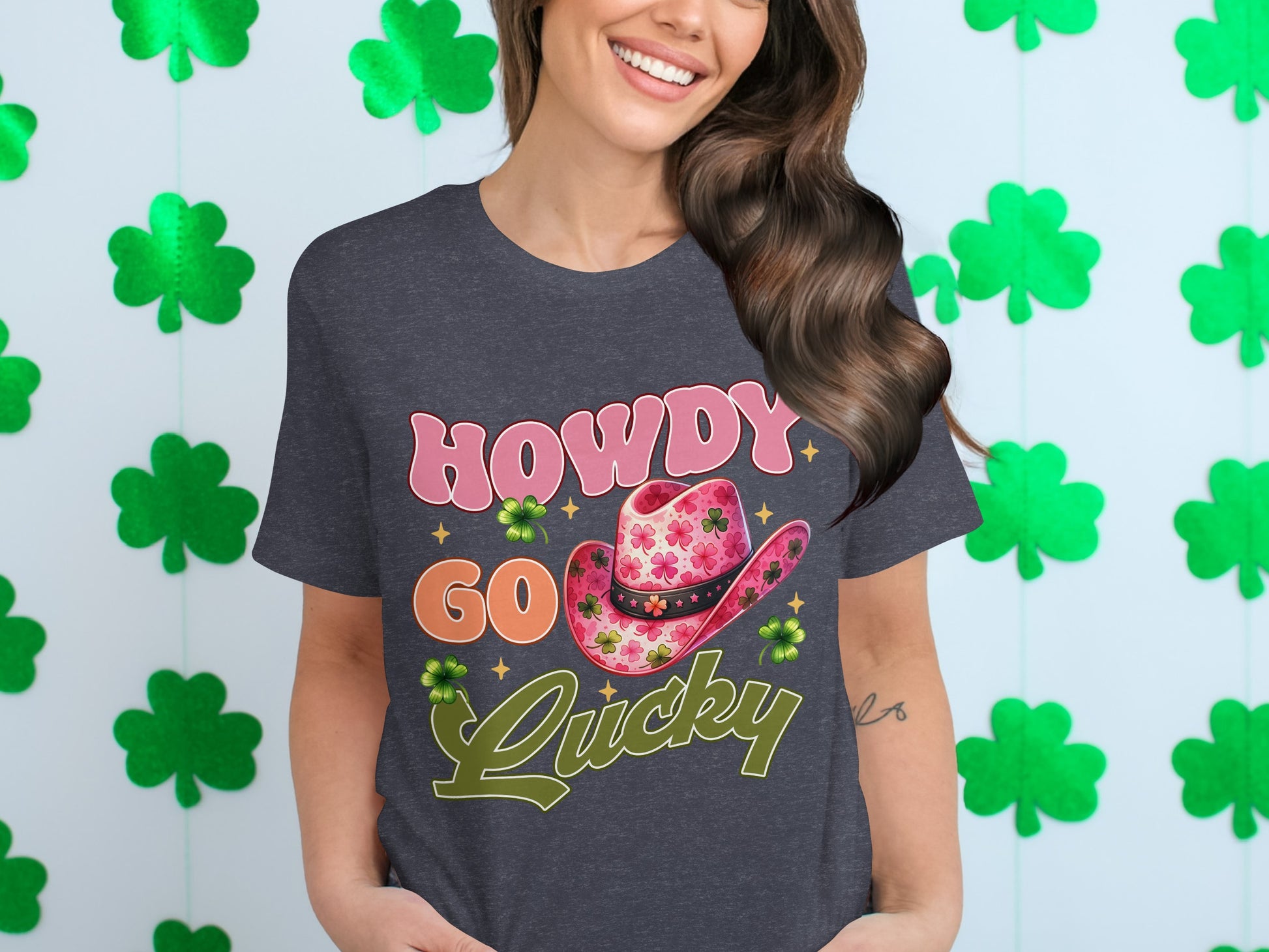 Howdy Go Lucky Graphic Tee with Shamrock Elements