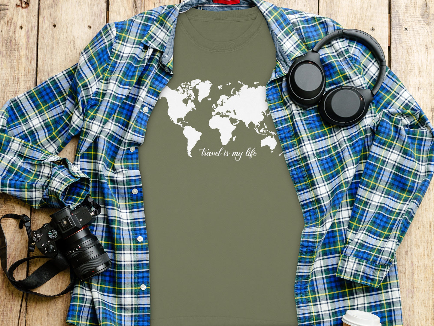 Travel is My Life Map Shirt for Travel Enthusiasts