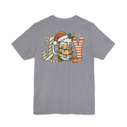 Scrappy Malone's Bar Christmas Tee — "Joy" Beer Mug Holiday Shirt