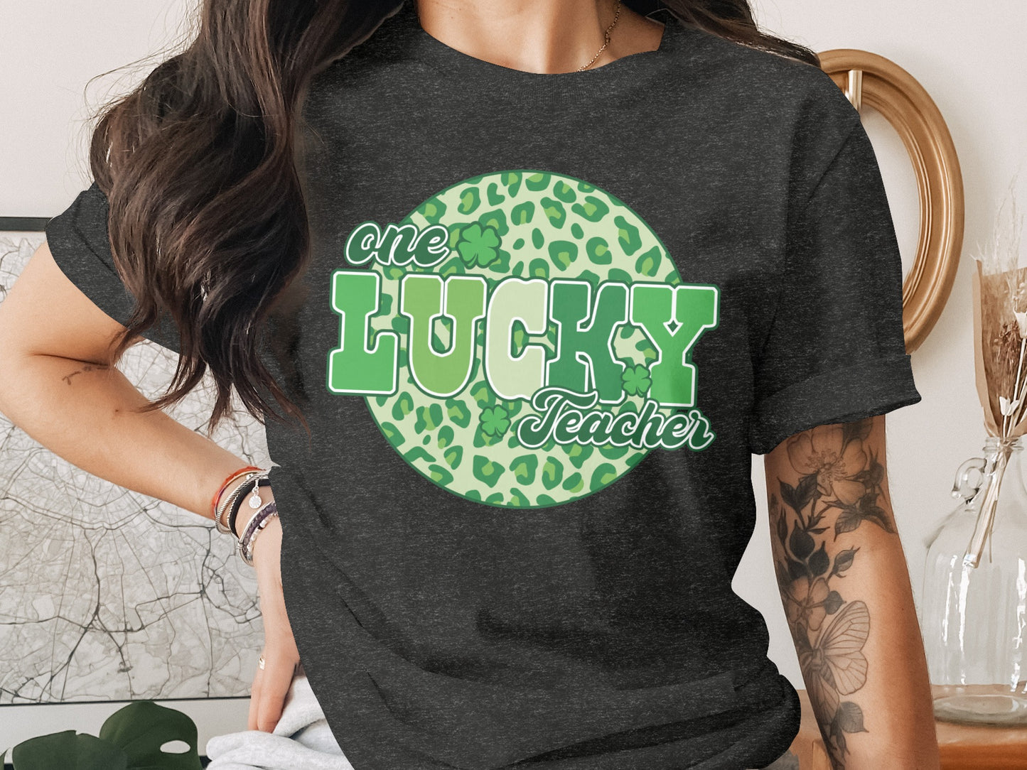 One Lucky Teacher Graphic Print T-Shirt for Educators