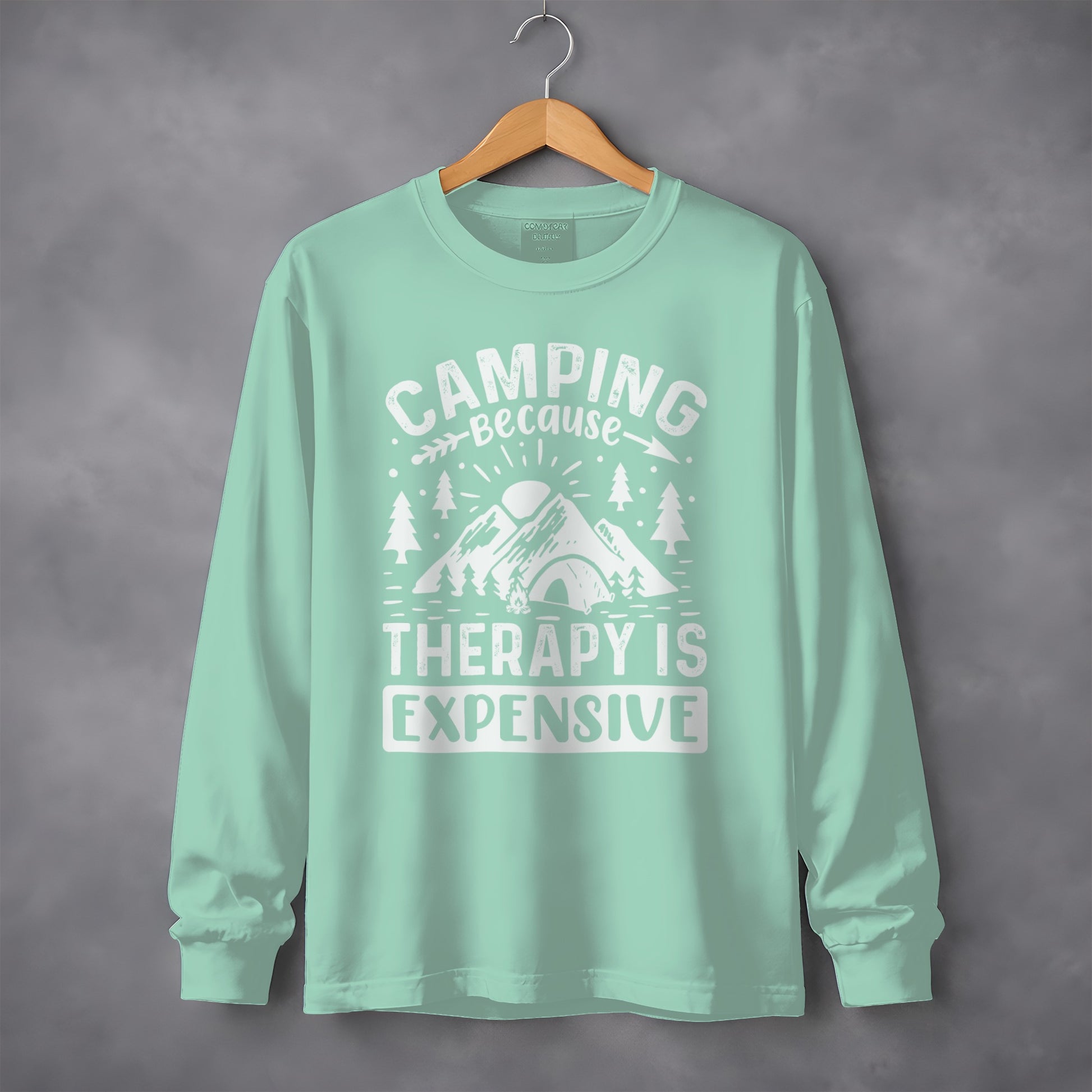 Camping Because Therapy is Expensive Outdoor Long Sleeve T-Shirt Long Sleeve Tee - Outdoor & Adventure Collection - Mile Marker 16 Gear by Cloud 16 Clothing Co.