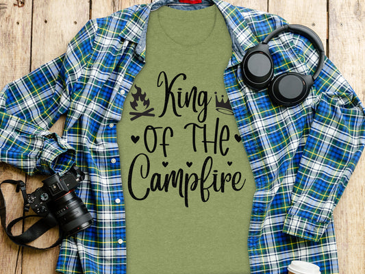King Of The Campfire With Campfire and Crown T-Shirt T-Shirt - Outdoor & Adventure Collection - Mile Marker 16 Gear by Cloud 16 Clothing Co.