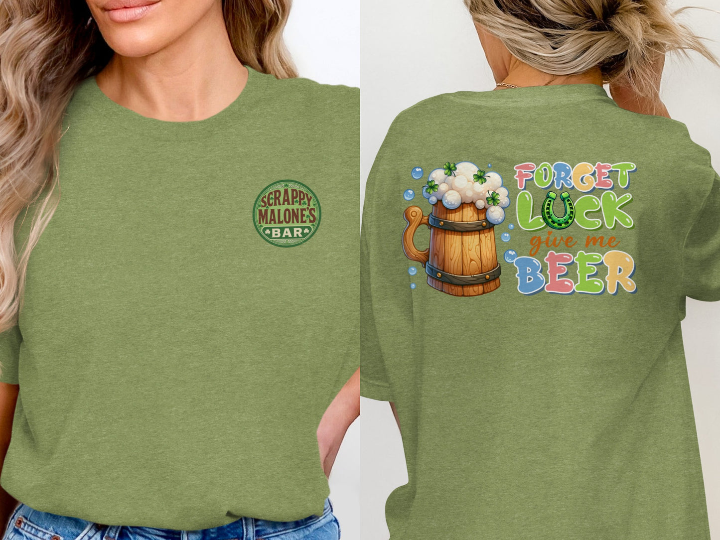 Scrappy Malone's Bar, Irish Pub Sign, Shamrock Decor, St Patricks Day Gift, Home Bar, Man Cave, Bar Decor, Unique Gift Idea T-Shirt - Scrappy Malone's Bar 100-Proof Humor - Cloud 16 Clothing Co.