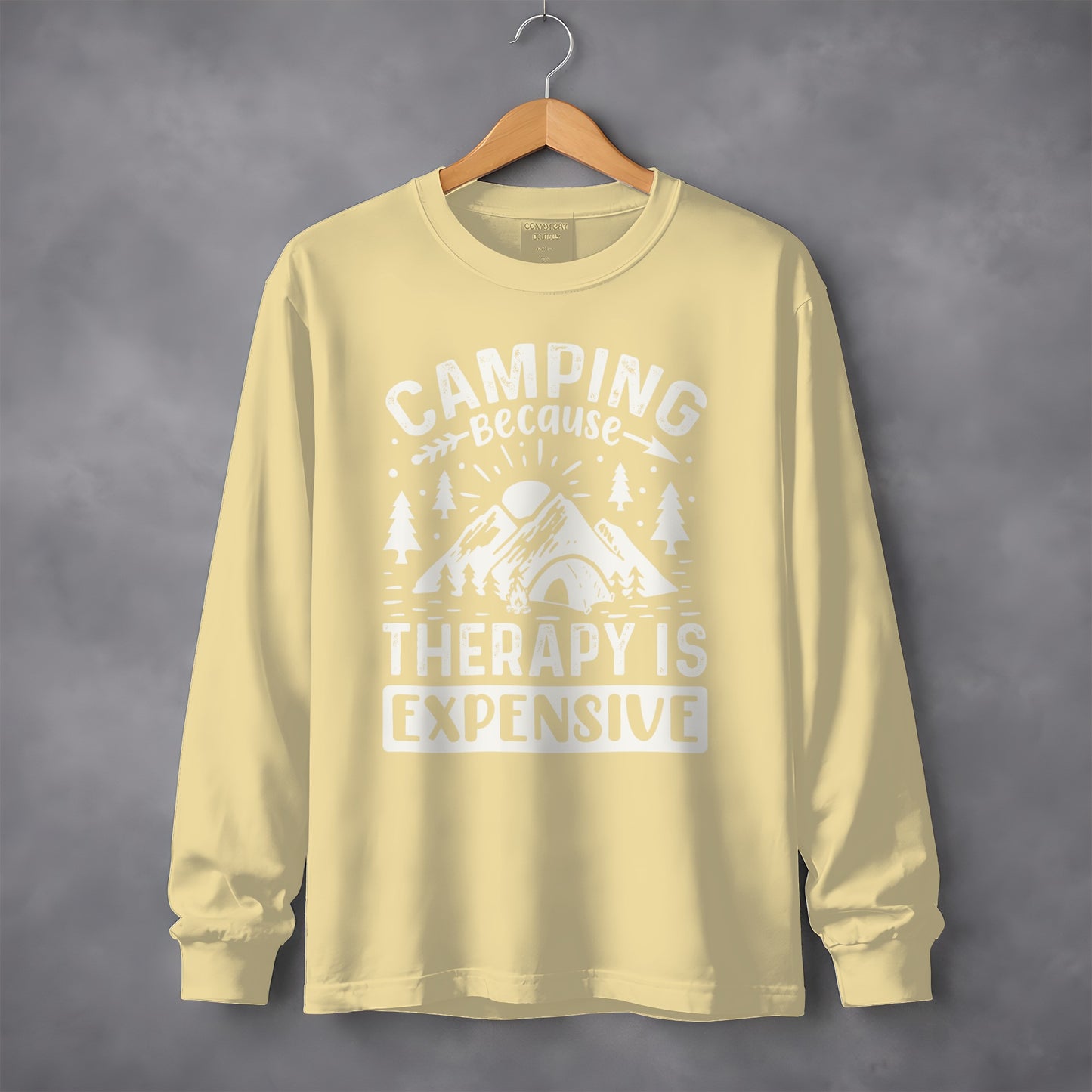Camping Because Therapy is Expensive Outdoor Long Sleeve T-Shirt Long Sleeve Tee - Outdoor & Adventure Collection - Mile Marker 16 Gear by Cloud 16 Clothing Co.