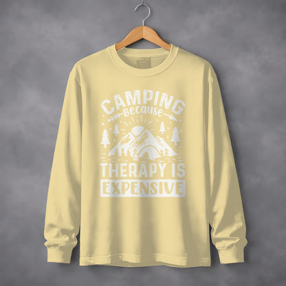 Camping Because Therapy is Expensive Outdoor Long Sleeve T-Shirt Long Sleeve Tee - Outdoor & Adventure Collection - Mile Marker 16 Gear by Cloud 16 Clothing Co.