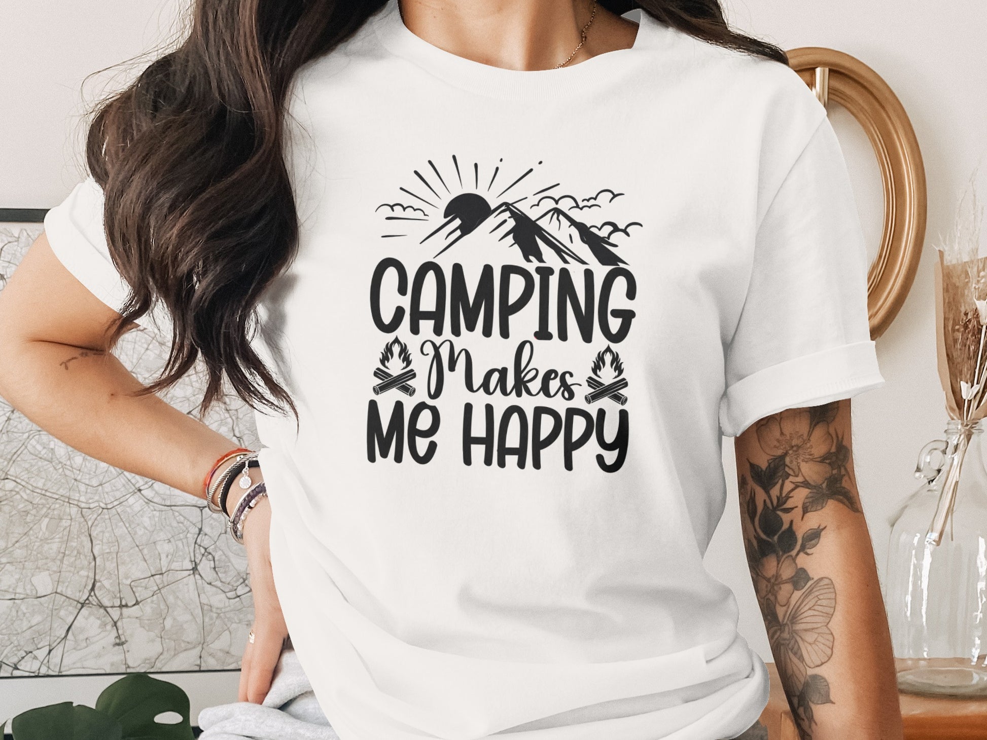 Camping Makes Me Happy Outdoor Adventure Graphic T-Shirt T-Shirt - Outdoor & Adventure Collection - Mile Marker 16 Gear by Cloud 16 Clothing Co.
