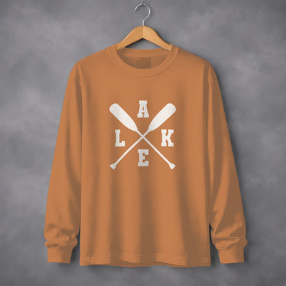 Lake Themed Long Sleeve Shirt with Paddle Design