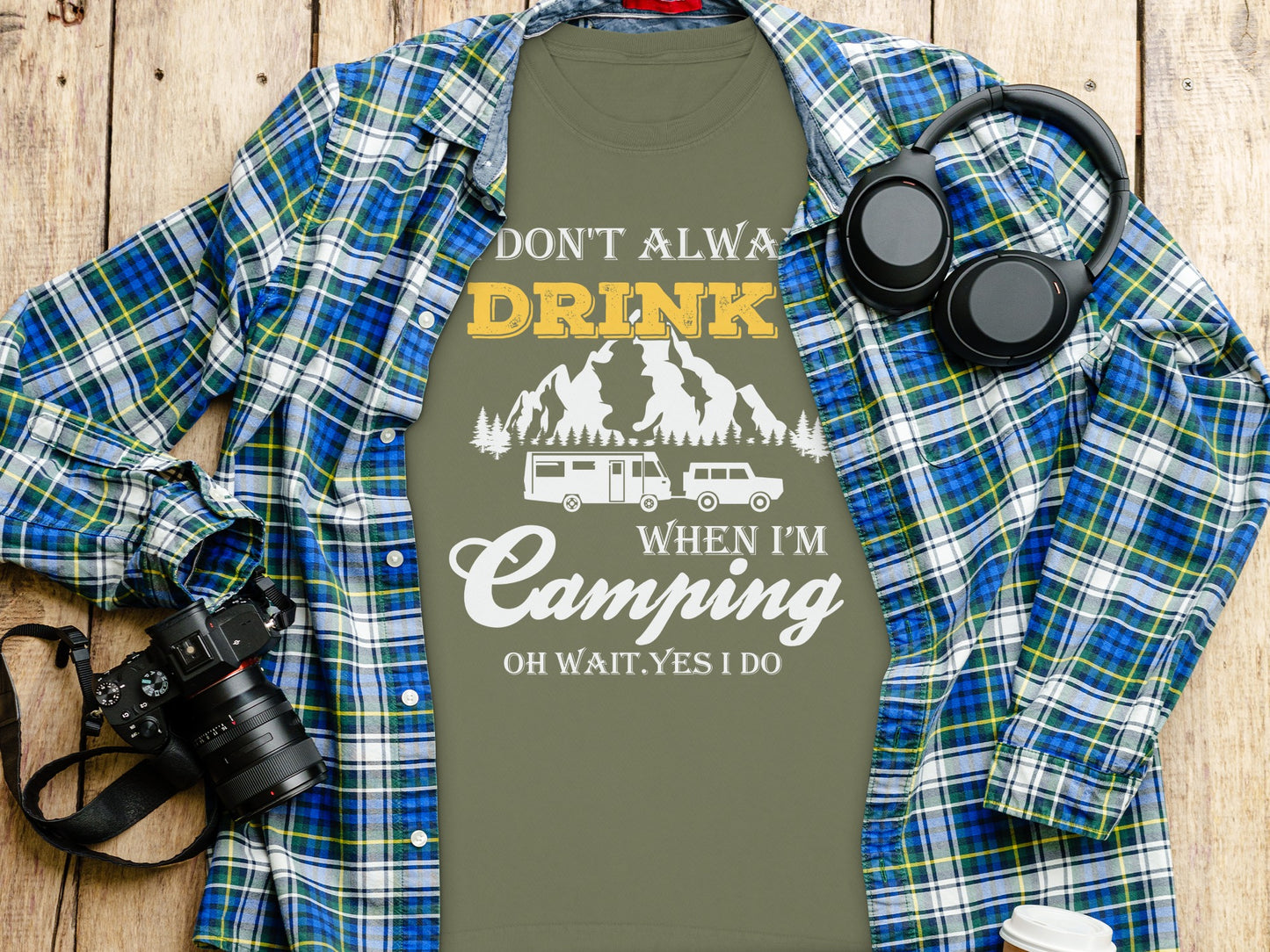I Dont Always Drink When Im Camping Funny Design Long Sleeve T-Shirt Long Sleeve Tee - Outdoor & Adventure Collection - Mile Marker 16 Gear by Cloud 16 Clothing Co.