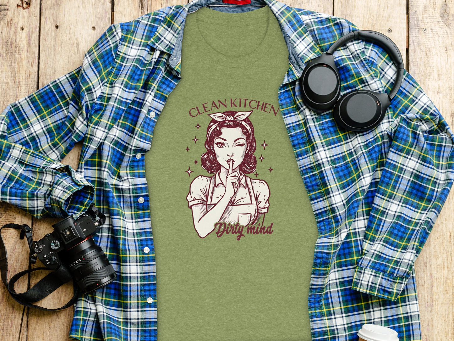 Clean Kitchen Dirty Mind Graphic Shirt Simple Design