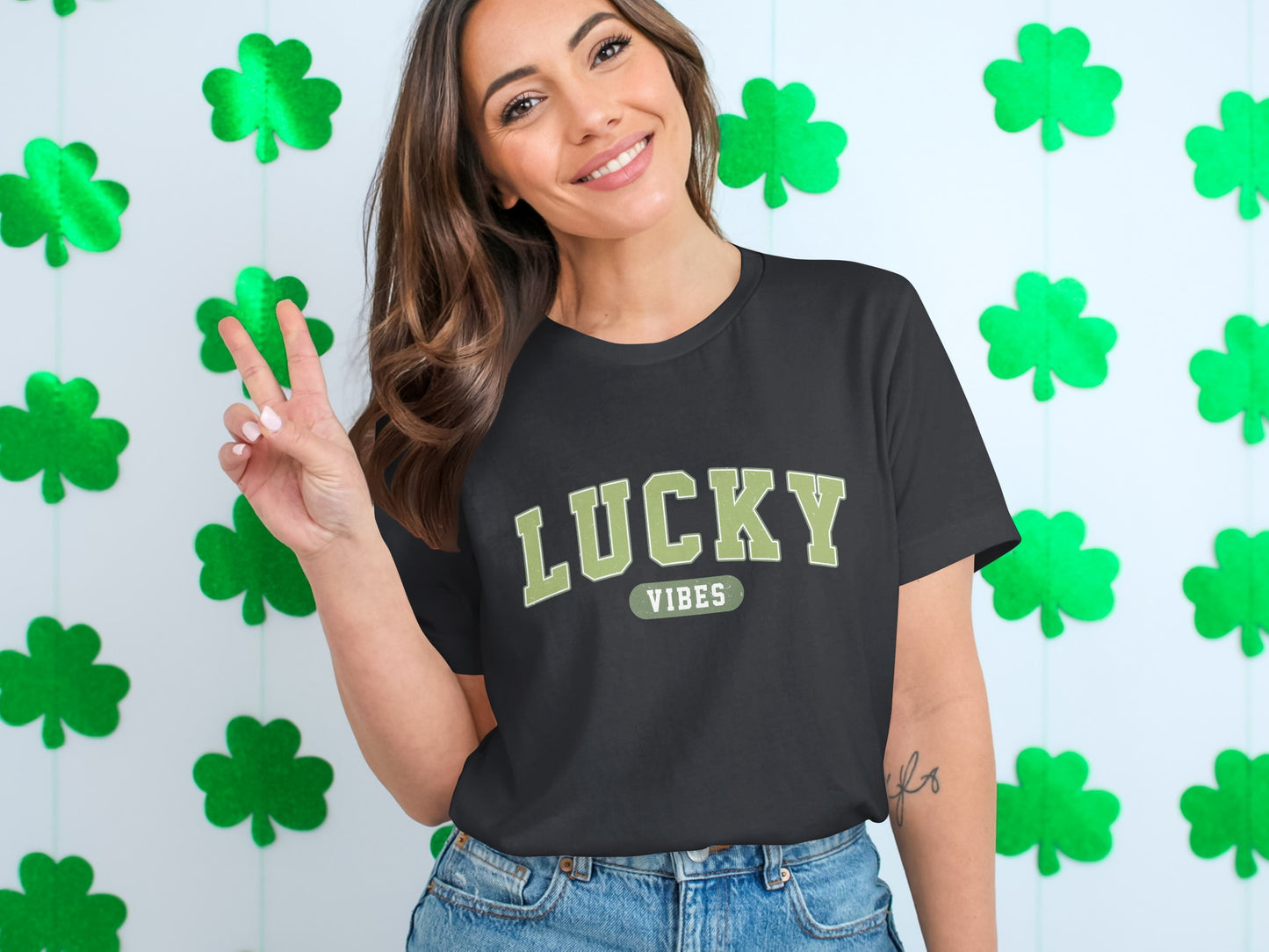 Lucky Vibes Black T-Shirt for St. Patrick's Day Apparel