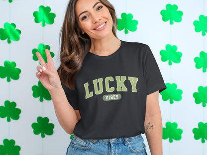 Lucky Vibes Black T-Shirt for St. Patrick's Day Apparel